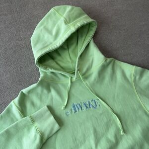Awake NY Embroidered Hoodie Men's Large  Green Sweatshirt Heavyweight Hoodie